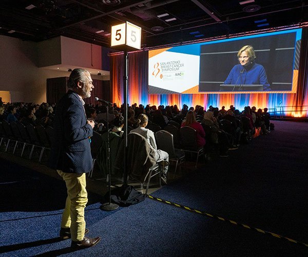 San Antonio, TX - SABCS 2024 San Antonio Breast Cancer Symposium  @ SABCS Jean Wright, MD speaks during General Session 2 here today, Thursday December 12, 2024. during the San Antonio Breast Cancer Symposium being held at the Henry B. Gonzalez Convention Center in San Antonio, TX. The symposium features physicians, researchers, patient advocates and healthcare professionals from over 90 countries with the latest research on breast cancer treatment and prevention. Photo by © MedMeetingImages/Todd Buchanan 2024 Technical Questions: todd@medmeetingimages.com